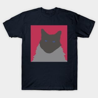 Maine Coon Cat Abstract with Background in Viva Magenta T-Shirt